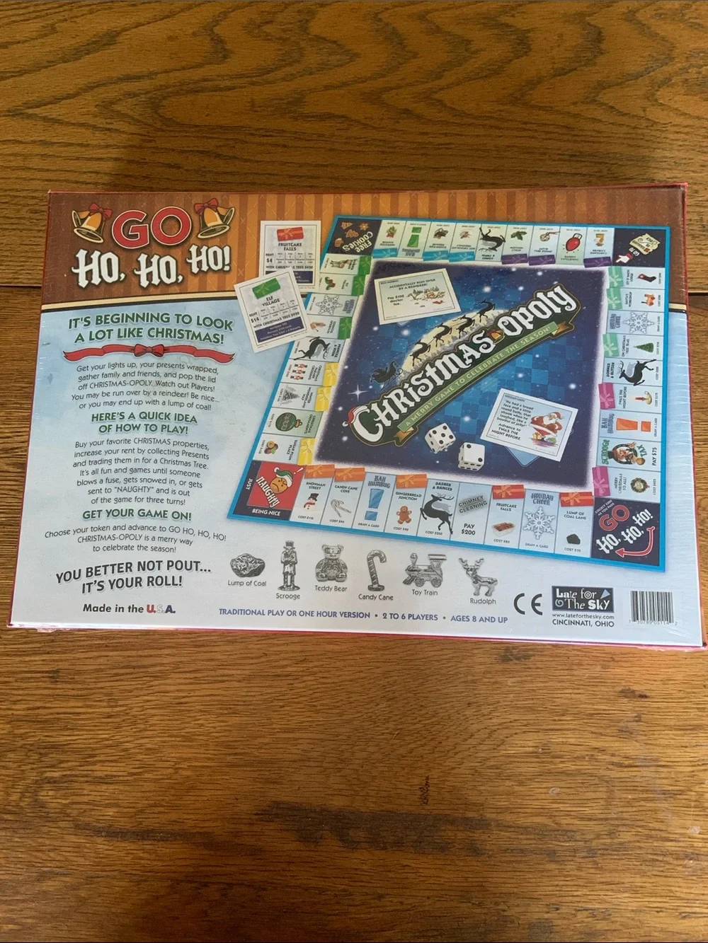 Christmas-opoly Board Game - Holiday Family Puzzle Game (Red, Blue)